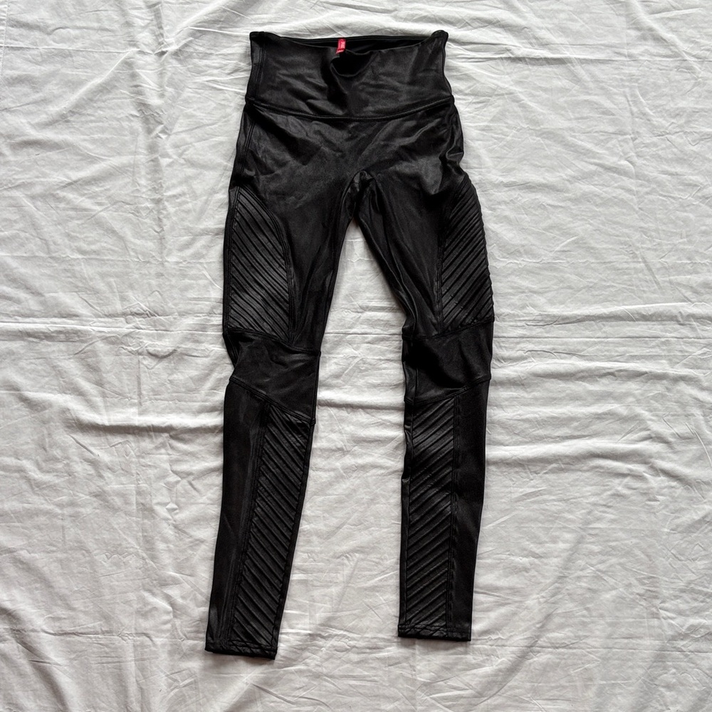 Spanx Faux Leather Moto Leggings High-Waisted Leggings Women’s Small